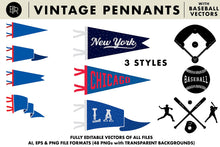 Load image into Gallery viewer, Vintage Pennants + Baseball Vectors - Brian Ritter Design