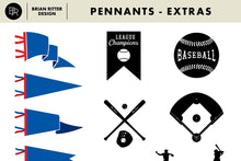 Load image into Gallery viewer, Vintage Pennants + Baseball Vectors - Brian Ritter Design