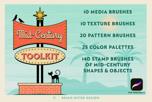 Mid-Century Retro Toolkit for Procreate - Brian Ritter Design