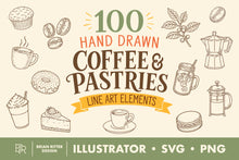 Load image into Gallery viewer, Coffee and Pastries Line Art
