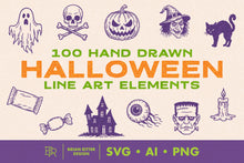 Load image into Gallery viewer, Halloween Line Art Elements
