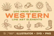 Load image into Gallery viewer, Western Line Art Elements
