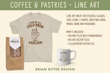 Load image into Gallery viewer, Coffee and Pastries Line Art
