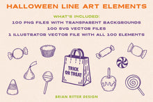 Load image into Gallery viewer, Halloween Line Art Elements
