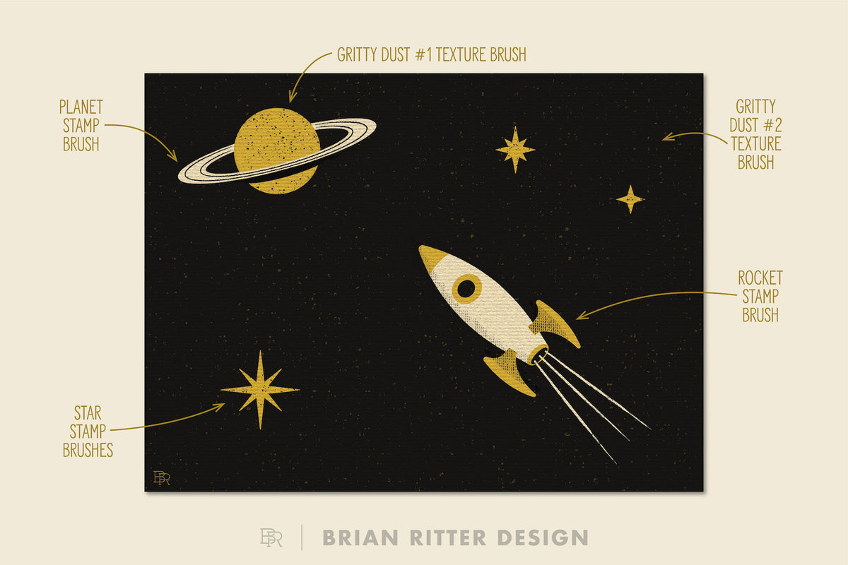 Mid-Century Retro Toolkit for Procreate – 180 Brushes – Brian Ritter Design