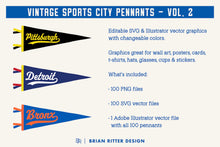 Load image into Gallery viewer, 100 Vintage Sports City Pennants - Vol. 2

