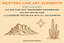 Load image into Gallery viewer, Western Line Art Elements
