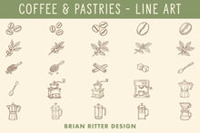 Load image into Gallery viewer, Coffee and Pastries Line Art
