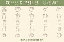 Load image into Gallery viewer, Coffee and Pastries Line Art
