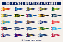 Load image into Gallery viewer, 100 Vintage Sports City Pennants
