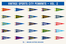 Load image into Gallery viewer, 100 Vintage Sports City Pennants - Vol. 2
