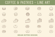 Load image into Gallery viewer, Coffee and Pastries Line Art

