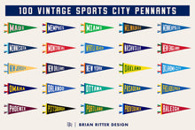 Load image into Gallery viewer, 100 Vintage Sports City Pennants
