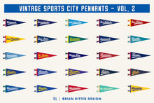 Load image into Gallery viewer, 100 Vintage Sports City Pennants - Vol. 2
