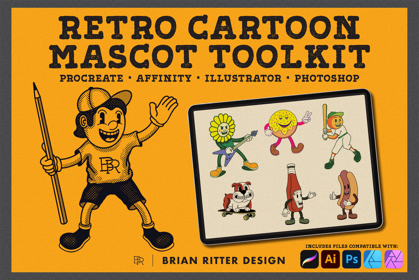 Retro Cartoon Mascot Toolkit - Brian Ritter Design