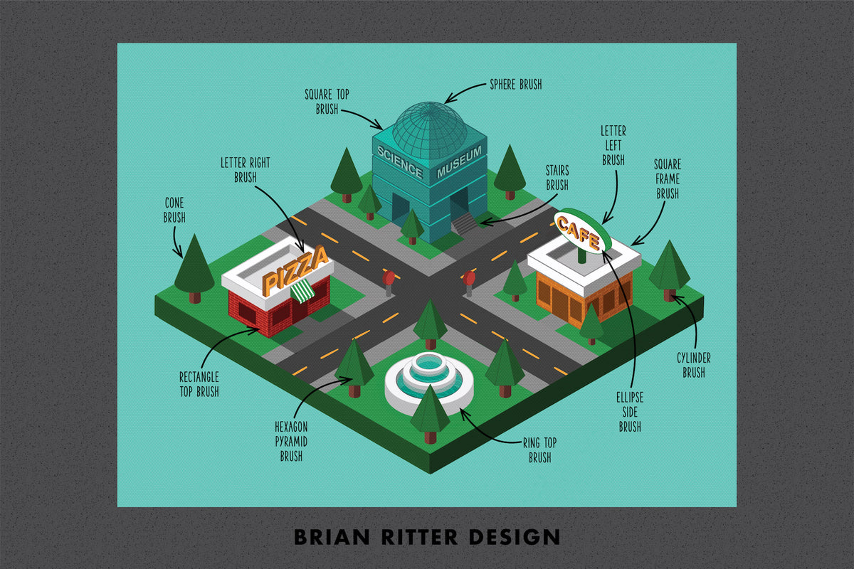 Isometric Toolkit for Procreate – 320 3D Stamp Brushes & Vectors ...