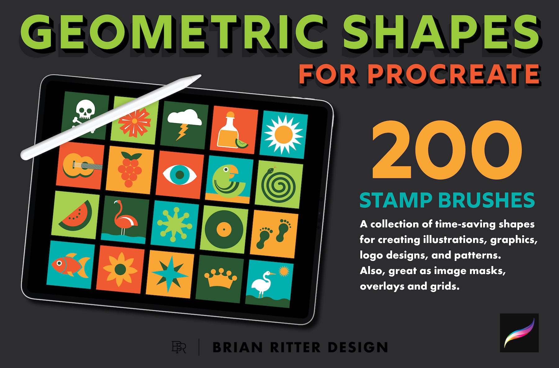 200 Geometric Shapes for Procreate