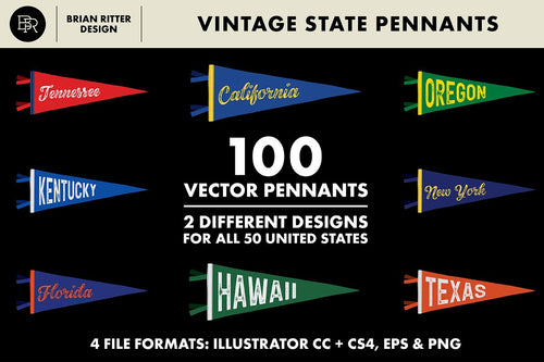 Vintage State Pennants - Brian Ritter Design