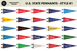 Vintage State Pennants - Brian Ritter Design